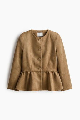 Collarless peplum jacket