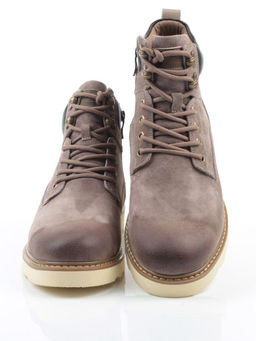 05-H50119M-3 GRAY/BROWN Ботинки зимние мужские (натуральная кожа, натуральный мех)