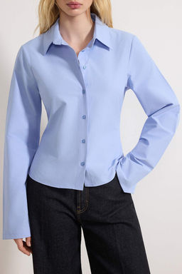 Ac?k Mavi Korse Detayl? Bele Oturan Gomlek TWOAW26GO00055