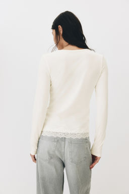Top de punto con ribete de encaje - H&m фото 5