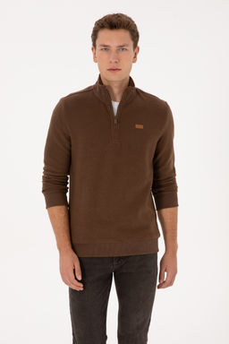 Erkek Regular Fit Yar_m Fermuarl_ Kahverengi Basic Sweatshirt - U.s. polo assn фото 8