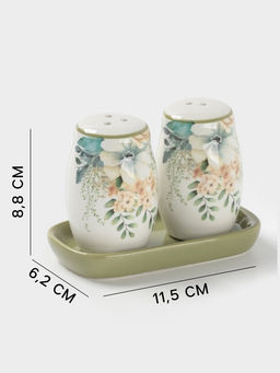 Набор для специй Доляна Цветы, 2 предмета: солонка, перечница 130 мл, доломит, белый  фото 2