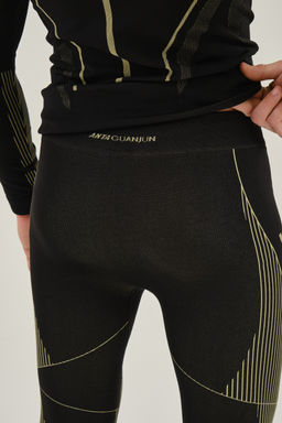 Тайтсы GUANJUN Черный/Желтый - Anta фото 7