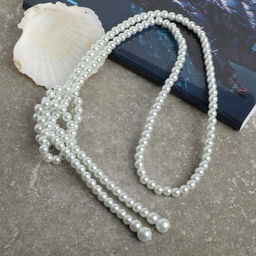 Бусы «Жемчуг» нить, шар №6, белые, L=117 см