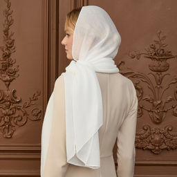 Палантин 180 х 70 см Гофра, цвет белый - Мастерская ПОКРОВ фото 3