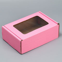 Цена за 5 шт. Коробка подарочная сборная с окном, упаковка, «Розовый», 24 х 8 х 16 см