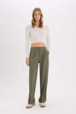 Wide Leg Cift Cepli Normal Bel Standart Boy Pantolon