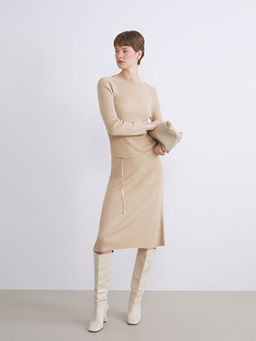 Bisiklet Yaka Triko Elbise