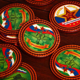 Цена за 25 шт. Шоколадная медаль С праздником Победы, кондитерская глазурь, 30 г