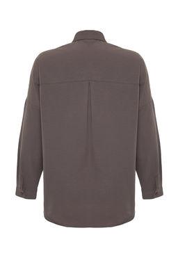 TRENDYOLMILLA Ac?k Mavi Pamuklu Oversize Genis Kal?p Dokuma Gomlek TWOSS22GO0669 фото 10