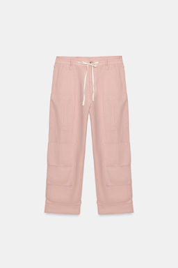 PANTAL?N CARGO CON LINO ZW COLLECTION / Rosa claro - Zara фото 5