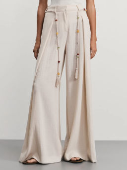 Брюки из вискозы на поясе с бусинами / Zarina  фото 2