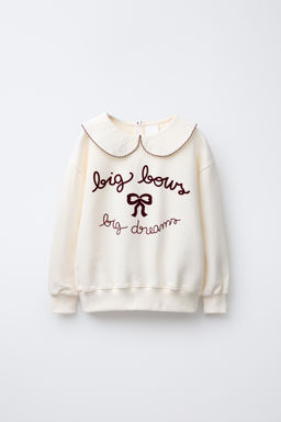 EMBROIDERED PETER PAN COLLAR SWEATSHIRT