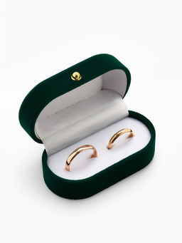 Футляр бархатный под серьги/ кольца/запонки, Овал вытянутый 7.5?4, цвет зелёный, вставка белая