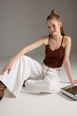 Kiremit Cizgili Basic Triko Ince Bluz TWOSS24BZ00147