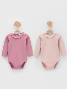 К 6554-2уп/розово-бежевый 1506,тем.розовый 1710 набор полукомбинезон (боди) яс