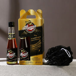 Подарочный набор Настоящий мужик, гель для душа пиво 250 мл и мочалка для тела, HARD LINE