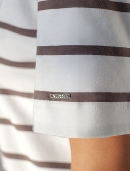 Свободная футболка в полоску из премиального хлопка с эластаном - Vilatte фото 4