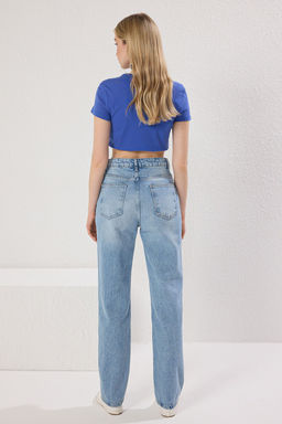 Ac?k Mavi More Sustainable Y?rt?k Detayl? Normal Bel Uzun Straight Jeans TWOSS25JE00220 - Trendyolmilla фото 5