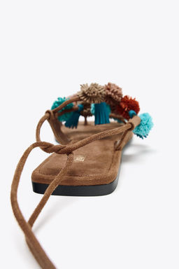 BEADED STRAPPY SANDALS - Zara фото 5