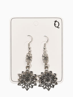 Цена за 2 шт. Серьги метал "Аутентичность" цветы, цвет чернёное серебро