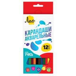 Лео Учись LNSWP-12 Набор акварельных карандашей заточенный 8 х 12 цв