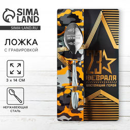 Цена за 2 шт. Ложка чайная с гравировкой 23 февраля, h=14 см
