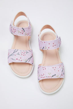 Trendyol Shoes Pembe Cicek Desenli Simli C?rt Bantl? Kucuk K?z Cocuk Kids Sandalet TAKSS25SD00052