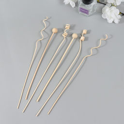 Цена за 2 шт. Палочки для аромадиффузора из ротанга «Спиральки и шарики», набор 6 шт.