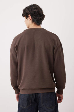 TRENDYOL MAN Antrasit Melanj Oversize/Genis Kesim Uzun Kol Hayvan Nak?sl? Sweatshirt TMNAW24SW00164 - Trendyolmilla фото 26