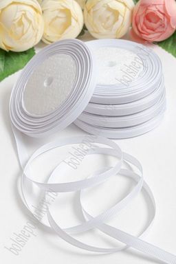 Лента репсовая 0,6 см*20 ярд "1 сорт" (10 бобин) SF-1722, белый №01