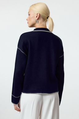 Lacivert Renk Bloklu Polo Yaka Triko H?rka TWOAW25HI00218