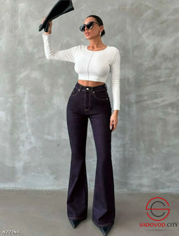 Джинсы женские клеш с высокой посадкой