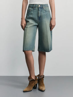 Джинсовые шорты бермуды со стрелками / Zarina  фото 3