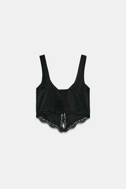 TOP POLIAMIDA ENCAJE BOTONES / Negro - Zara фото 4