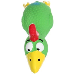 Цена за 2 шт. Игрушка резиновая для собак с пищалкой "МОЙ БРО", Петушок, цвет зеленый, 16*5*6см (лейбл)