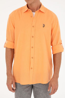 U. S. Polo Assn / Мужская оранжевая базовая рубашка с длинным рукавом - U.s. polo assn фото 6