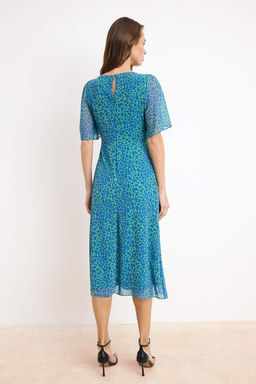 Fusya Animal Desenli A Kesim Melek Kol Astarl? Sifon Ucus Ucus Dokuma Midi Elbise TWOSS23EL01372 - Trendyolmilla фото 32