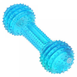 "Пэт тойс (Pet toys)" Игрушка для собаки "Гантеля" 14х5см h5см, ПВХ, с пищалкой, светящаяся, на картоне, прозрачная, цвета в ассортименте: синий, розовый, зеленый, желтый (Китай)