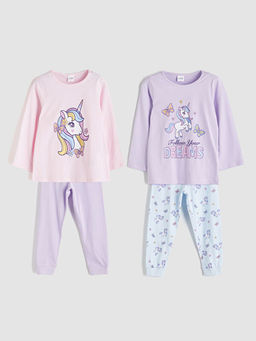 Bisiklet Yaka K?z ?ocuk Pijama Tak?m 2li