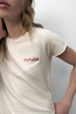 CAMISETA MANGA RANGL?N TEXTO / Crudo - Zara фото 2