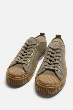 LEATHER TRAINERS WITH CONTRAST SOLE - Zara фото 5