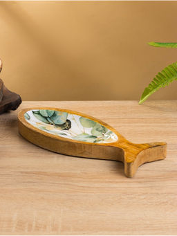 Блюдо в форме рыбки «Оливковая ветвь», 25.5×10×2 см, дерево манго