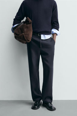 100% WOOL STRAIGHT-LEG TROUSERS - Zara фото 2