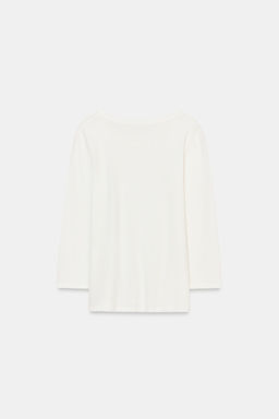 LINEN BLEND WASHED EFFECT T-SHIRT - Zara фото 6