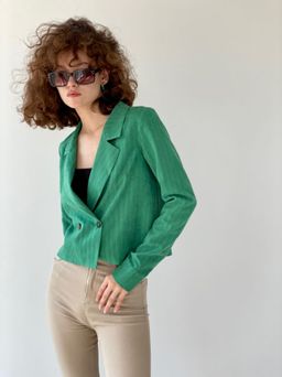 6793 Жакет укороченный двубортный в зелёном цвете - Martichelli фото 4