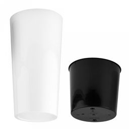 Кашпо для цветов пластмассовое "Камелия" 1,5л, д14см, h26см, со вставкой h13см, полипропилен, белый (Беларусь)