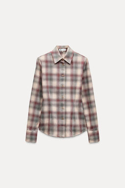 ZW COLLECTION CHECK SHIRT WITH SHOULDER PADS - Zara фото 4