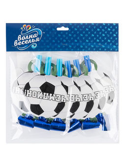 Цена за 2 шт. Карнавальные язычки гудки "Футбол" 11 см, 6 шт. в упак.