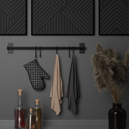 Рейлинговая система для кухни, 57 см, 5 крючков, чёрная